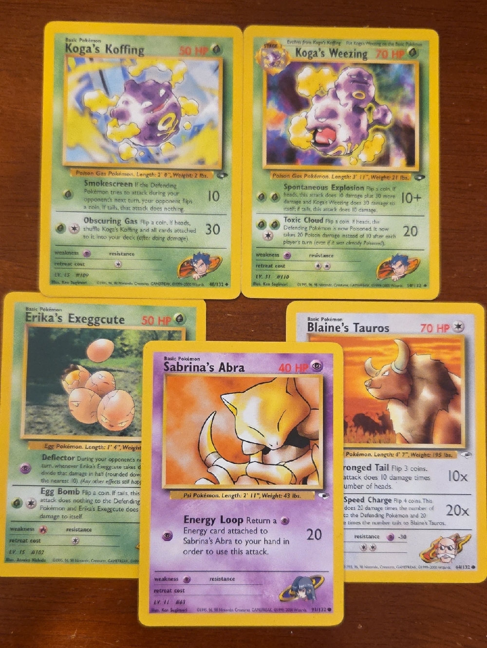 Pokemon Gym Challenge/Heroes 2000 Assorted Trading Cards (Set of 5)